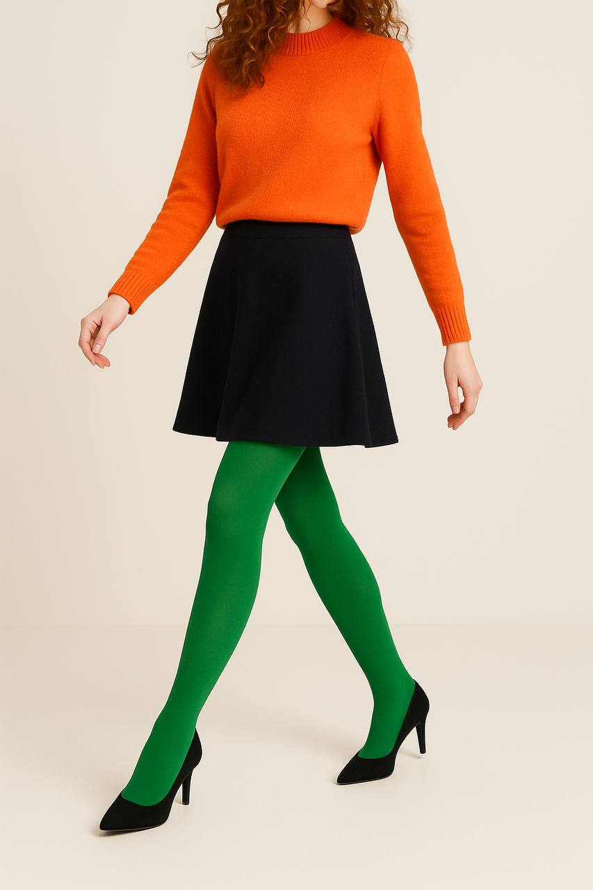 Women's Soft Cotton Basic Tights – Vivid Colors, Petite Sizes