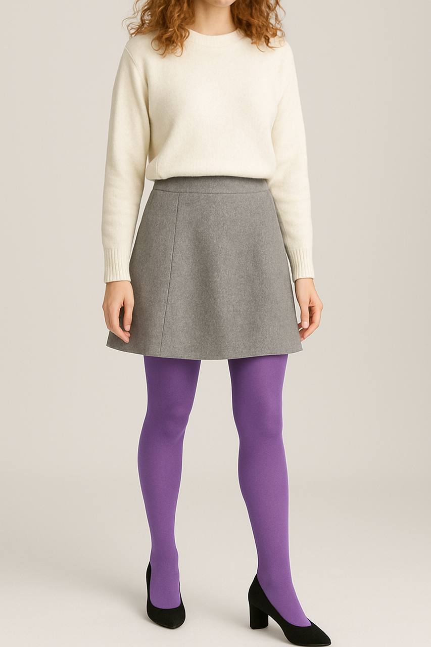 Women's Soft Cotton Basic Tights – Nature-Inspired Colors, Petite Sizes