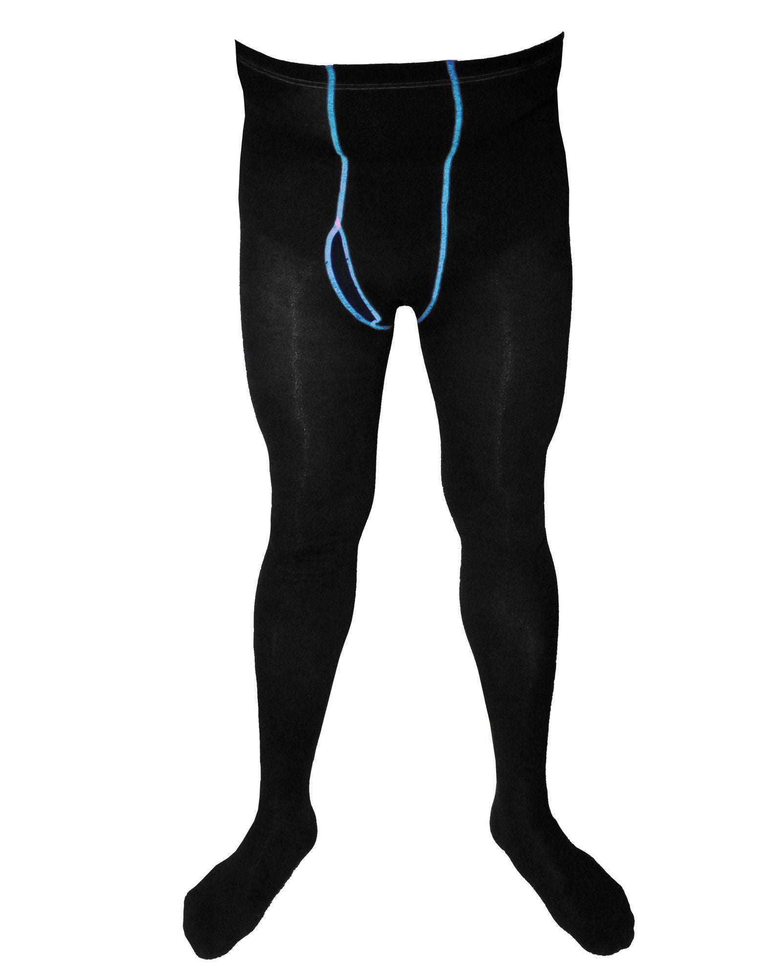 Men’s Black Cotton Tights with Colorful Stitching