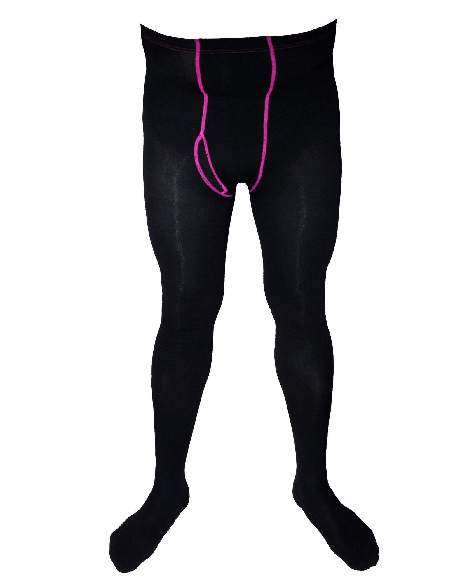 Men’s Black Cotton Tights with Colorful Stitching