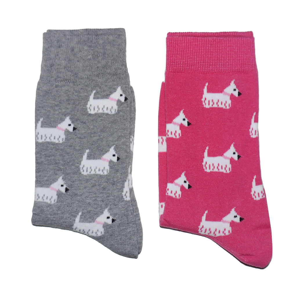 Unisex White Terrier Dog Socks