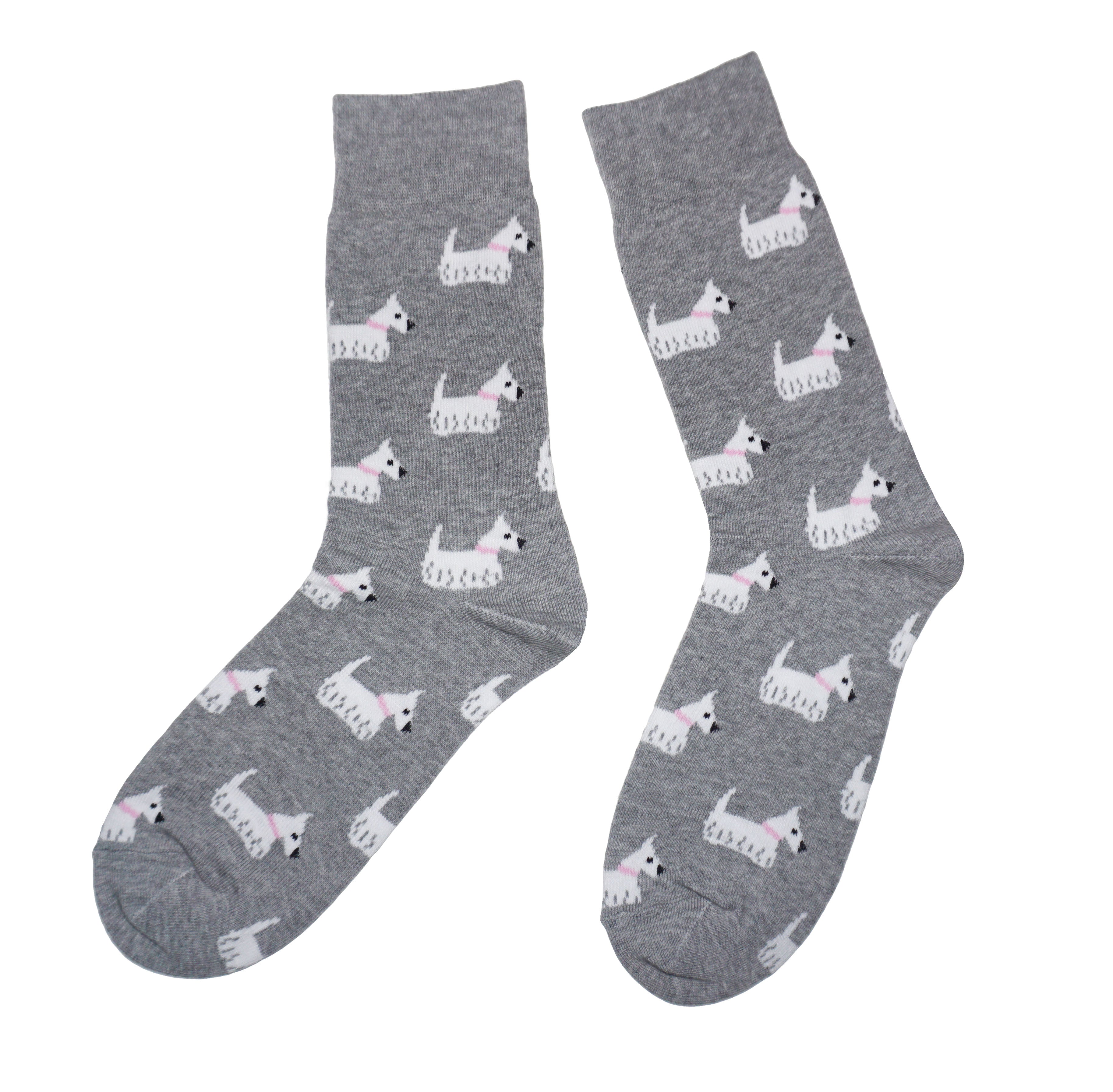 Unisex White Terrier Dog Socks