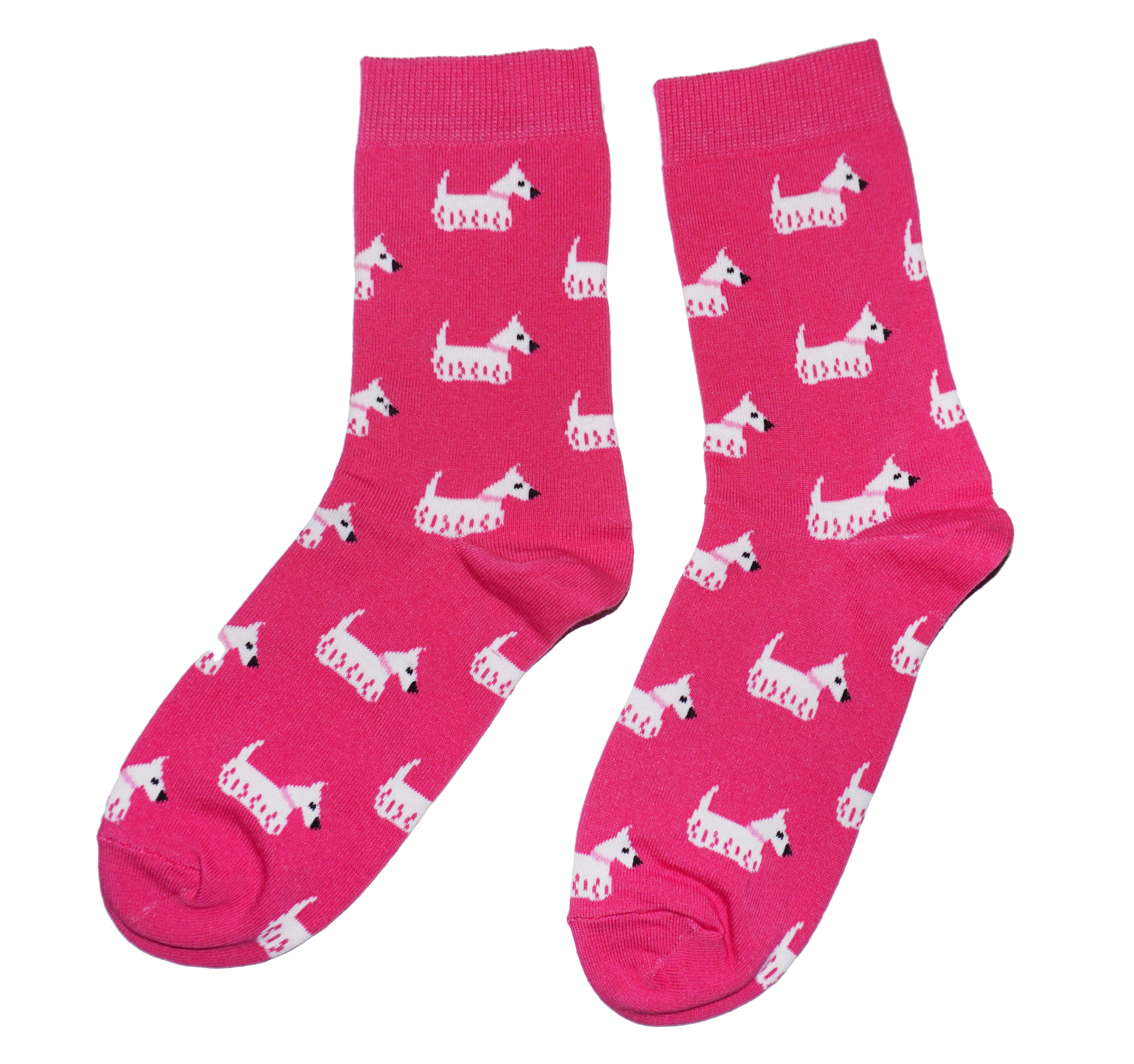 Unisex White Terrier Dog Socks