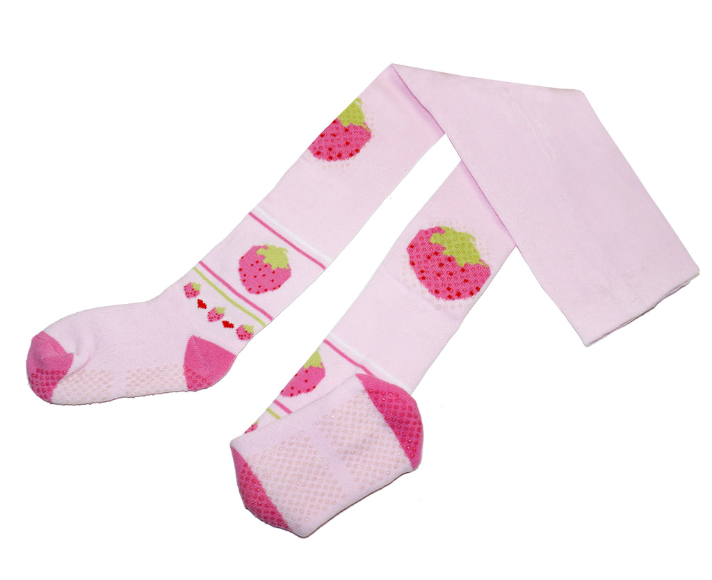 Baby Crawling Tights with Anti-Slip Soles – Strawberry Design