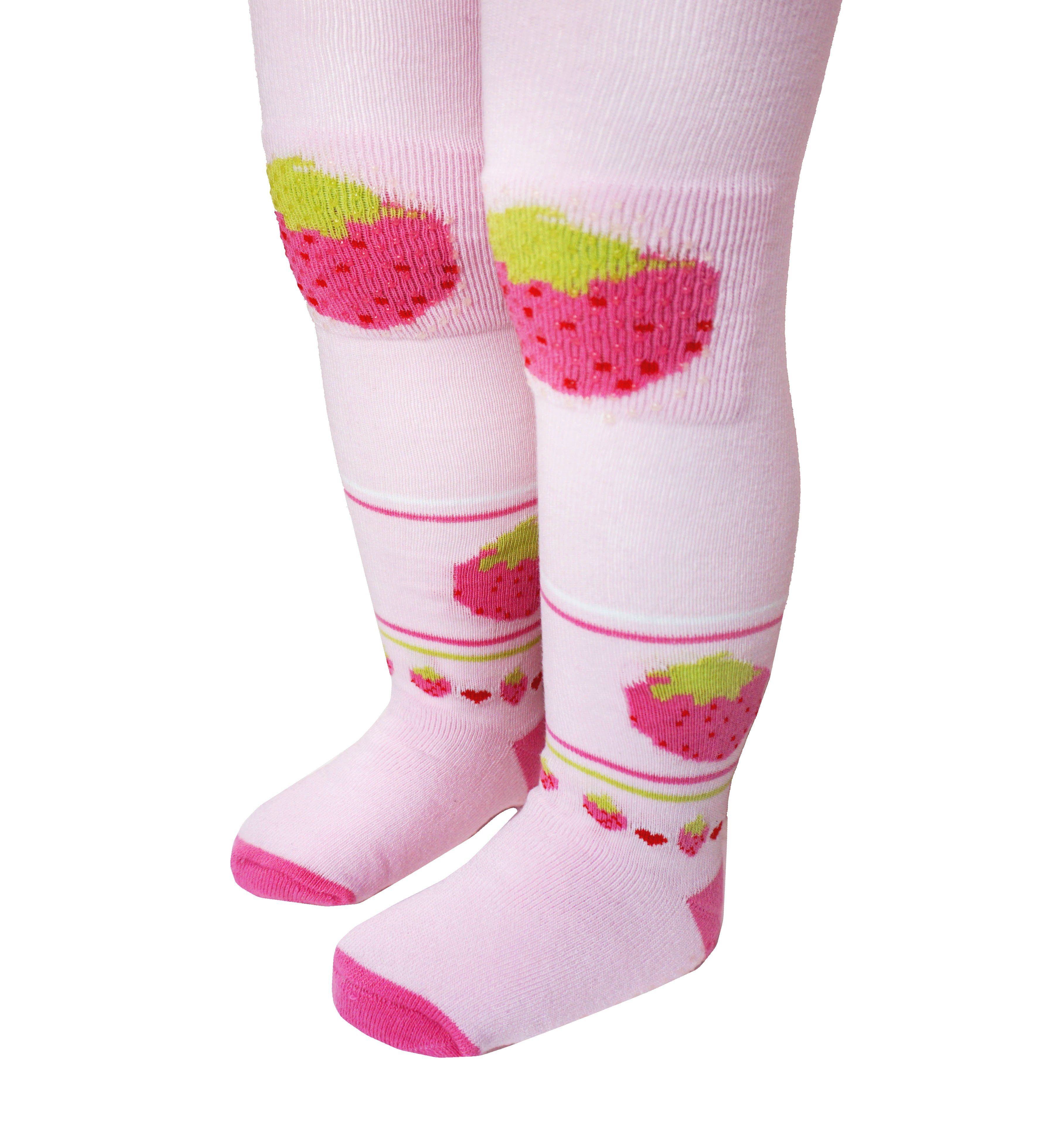 Baby Crawling Tights with Anti-Slip Soles – Strawberry Design
