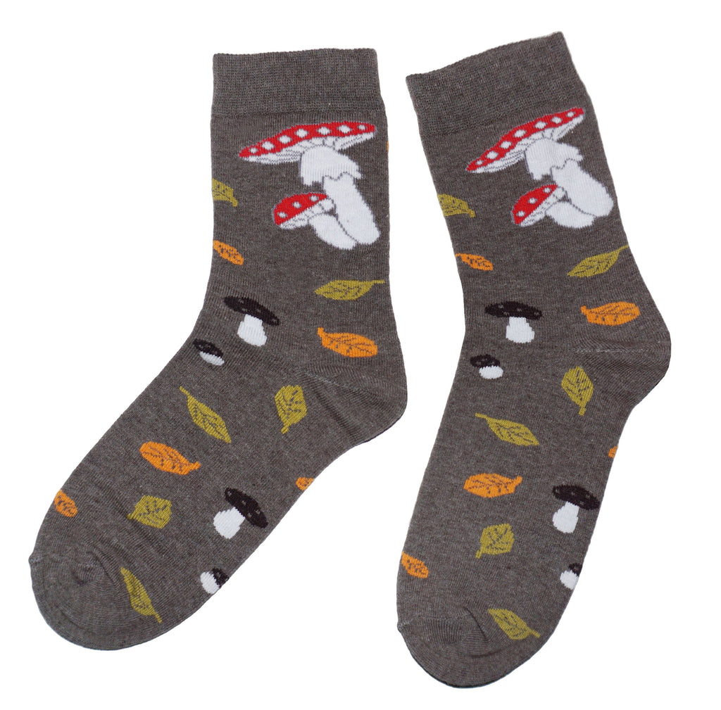 Men’s Cotton Crew Socks Mushrooms