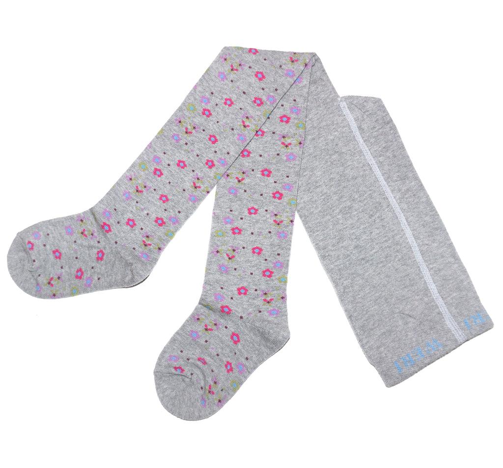 Girls Delicate Floral Cotton Tights