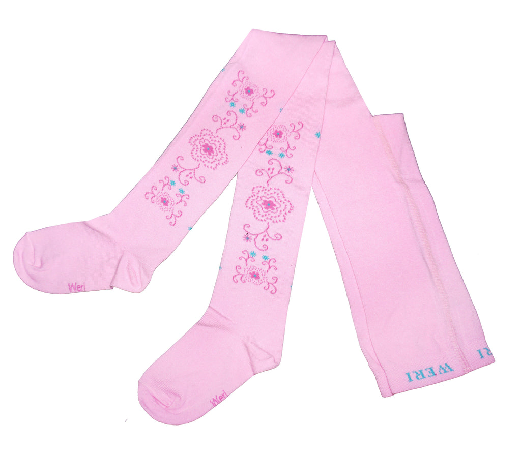Girls Spring Cotton Tights - Floral Breeze