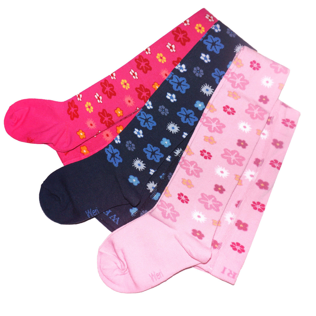 Girls Blossom Garden Cotton Tights