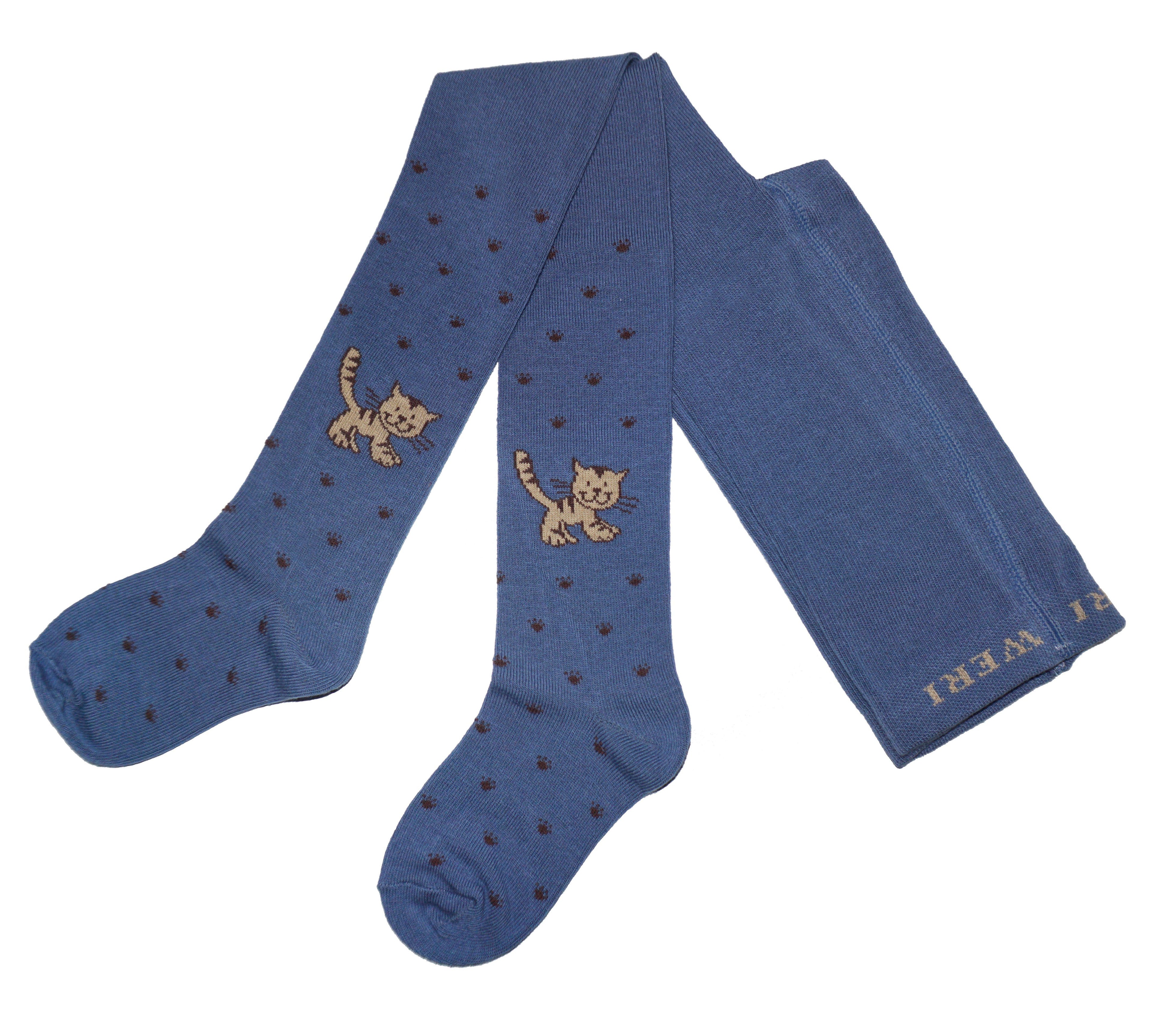 Kids Kitty Paws Cotton Tights