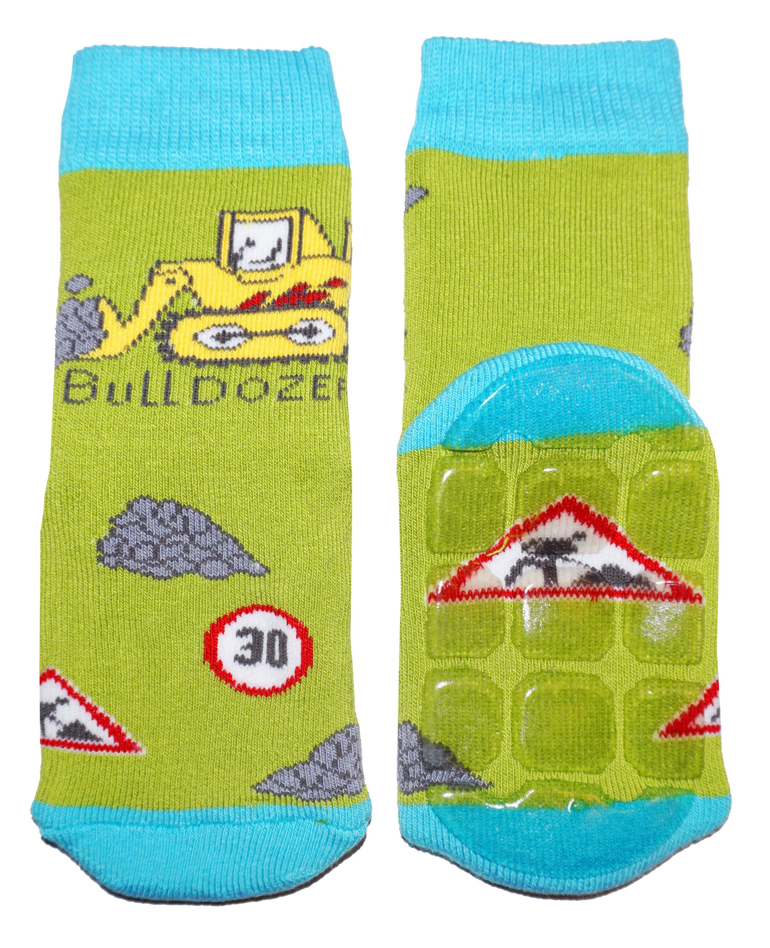 Boys Non-Slip Cotton Terry Socks Bulldozer