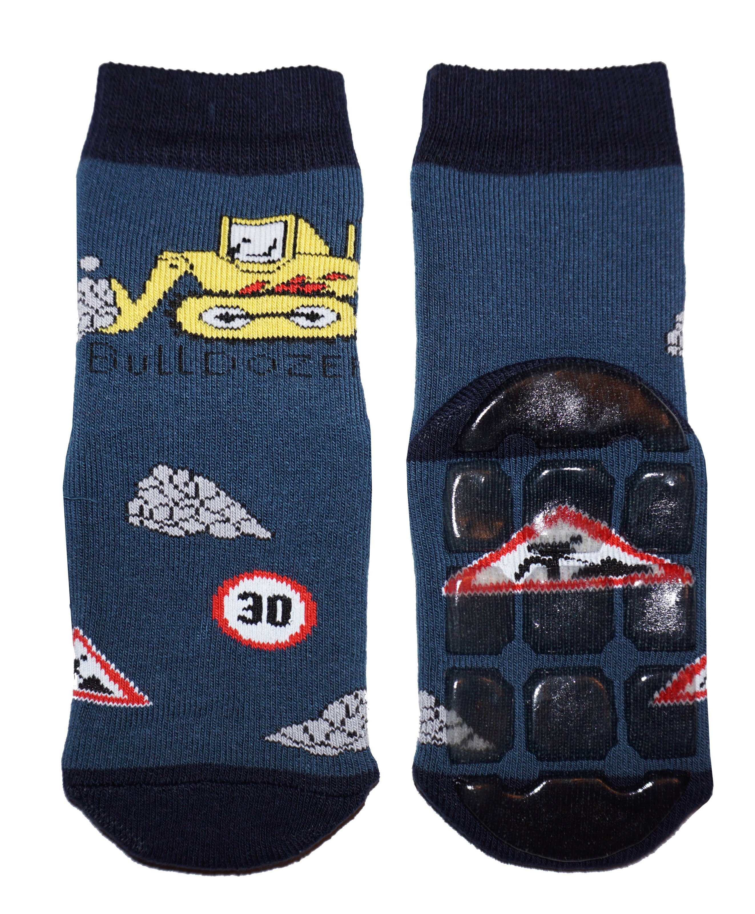 Boys Non-Slip Cotton Terry Socks Bulldozer