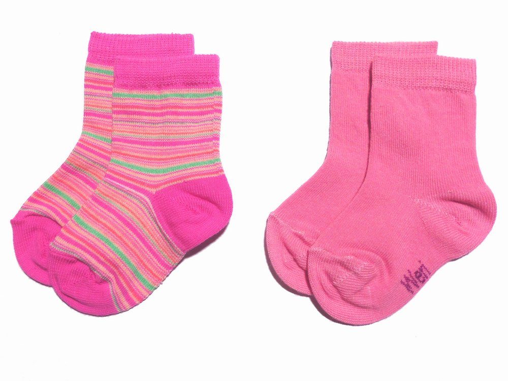 Kids Cotton Socks – 2-Pack -Stripes & Solids