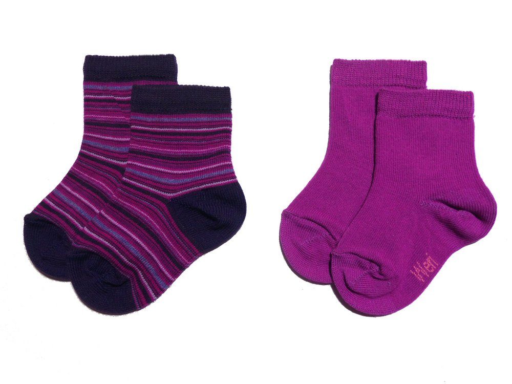 Kids Cotton Socks – 2-Pack -Stripes & Solids