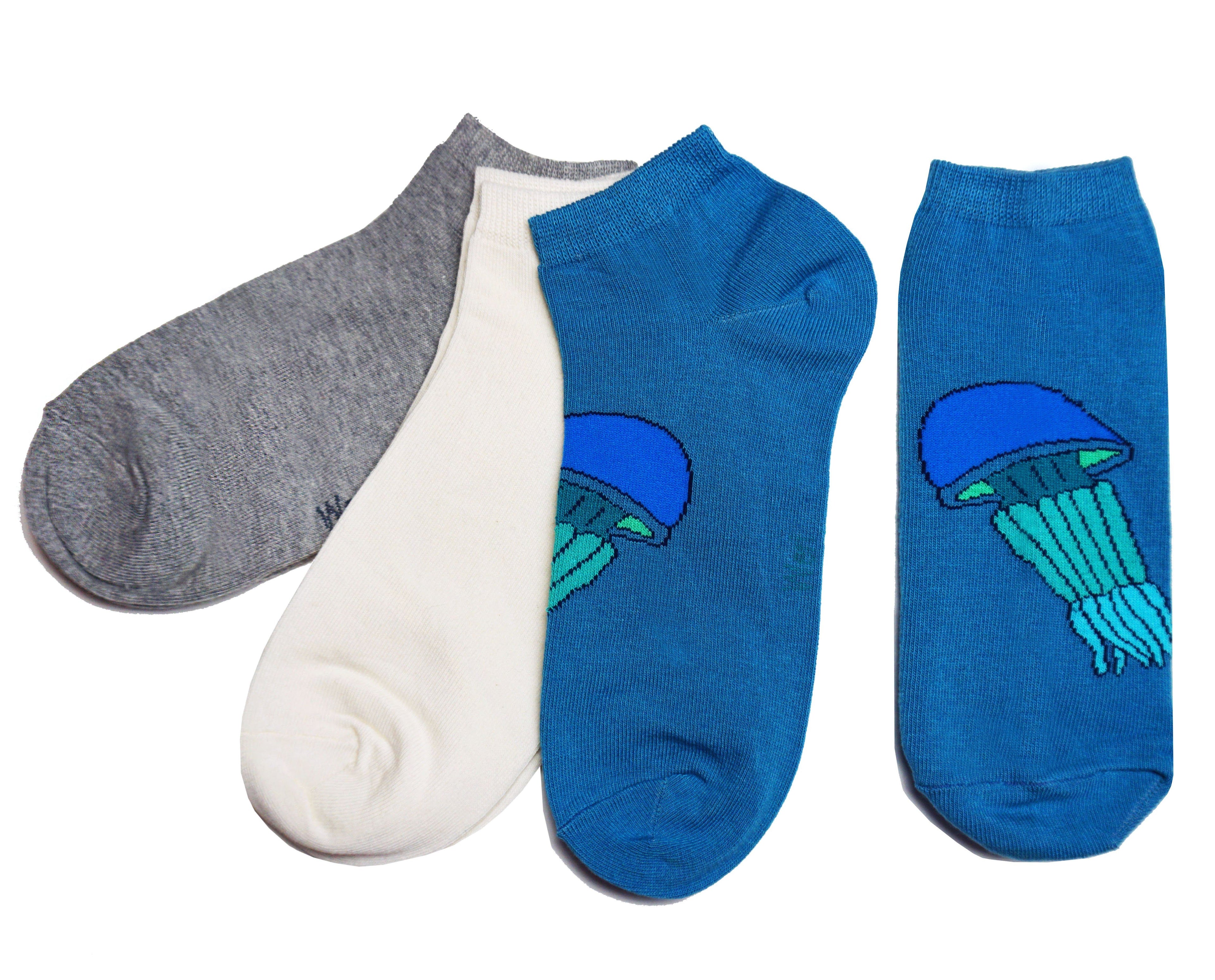 Jellyfish Sneaker Socks for Kids & Women - 3-Pack