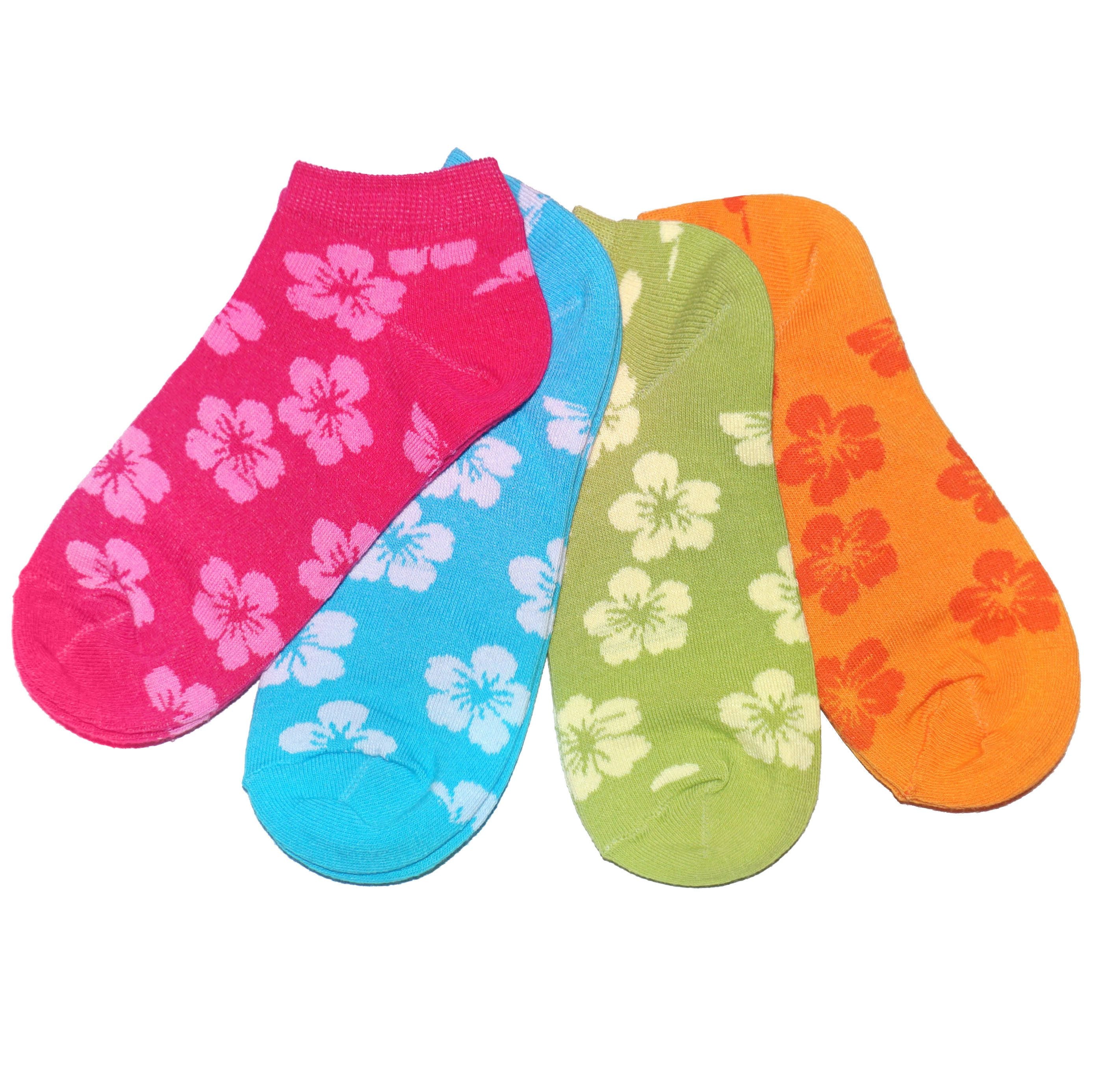 Kids’ Tropical Floral Sneaker Socks - 4-Pack