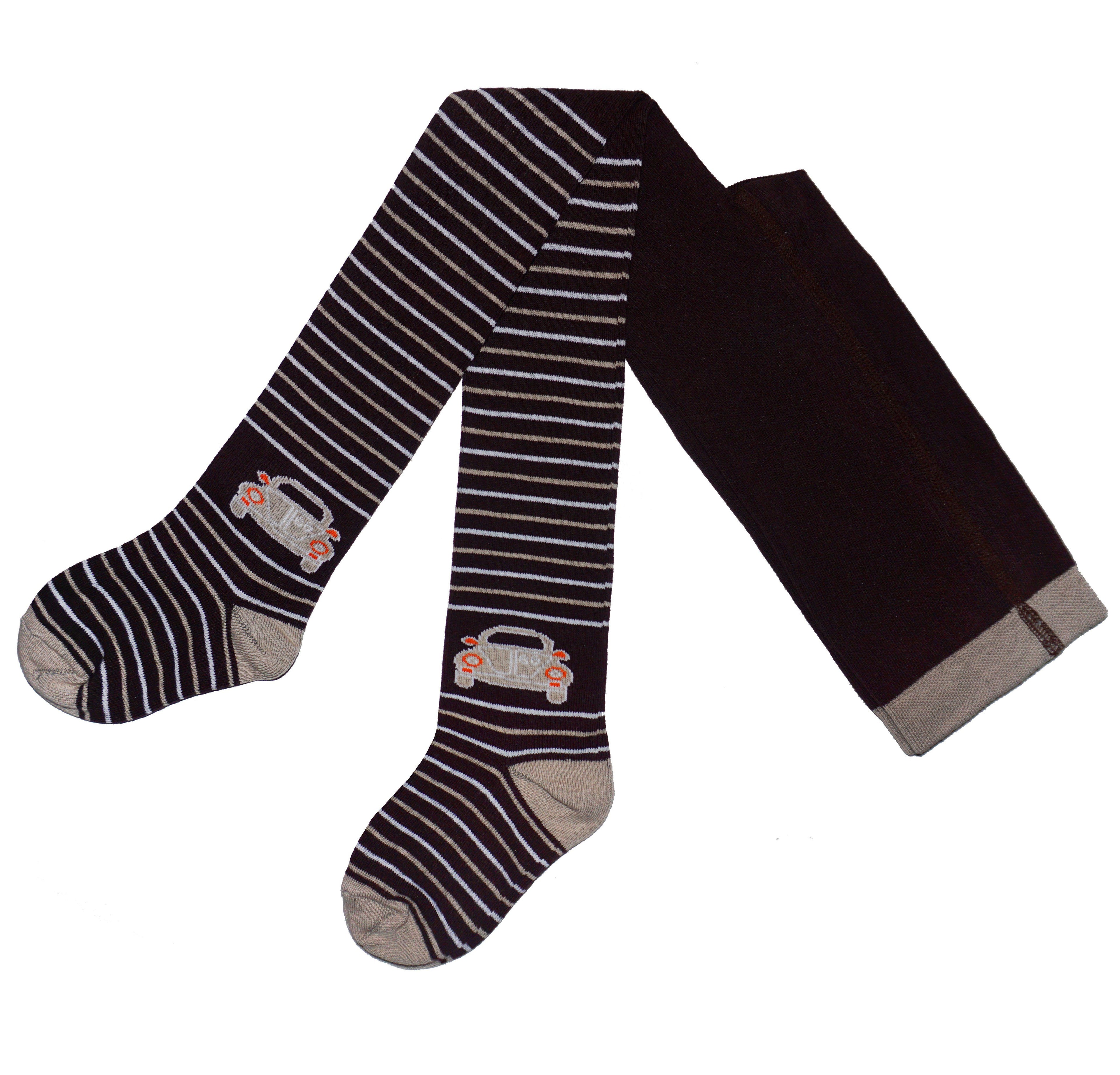 Boys Cotton Tights - Cars & Stripes